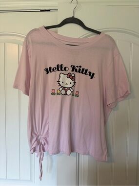 Hello Kitty Light Pink Graphic Tee with Side Tie
